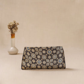 Traditional Kutch Mashru Silk Leather Flap Clutch / Wallet 36