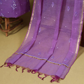 Purple - 2pc mul chanderi unstitched chikankari dress