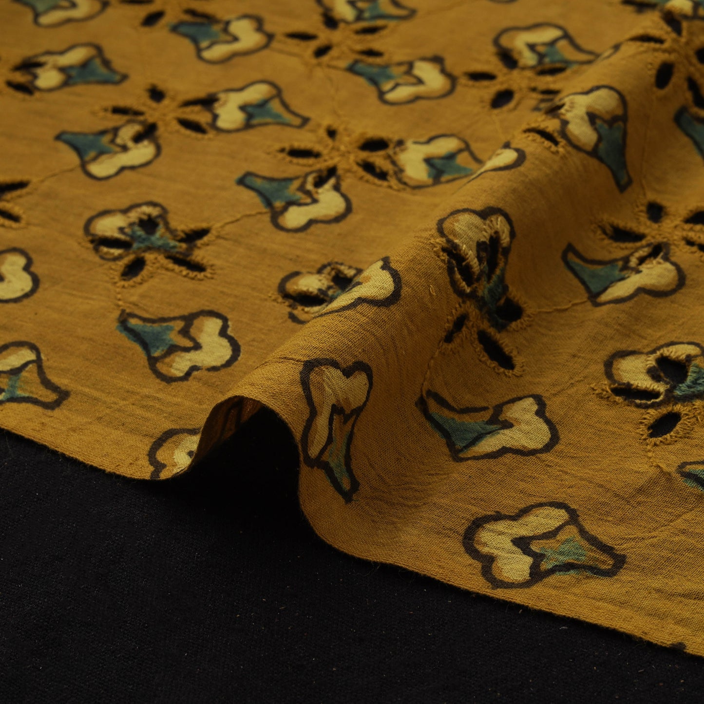 Natural Dyed Ajrakh Hand Block Print Cotton Hakoba Fabric 123