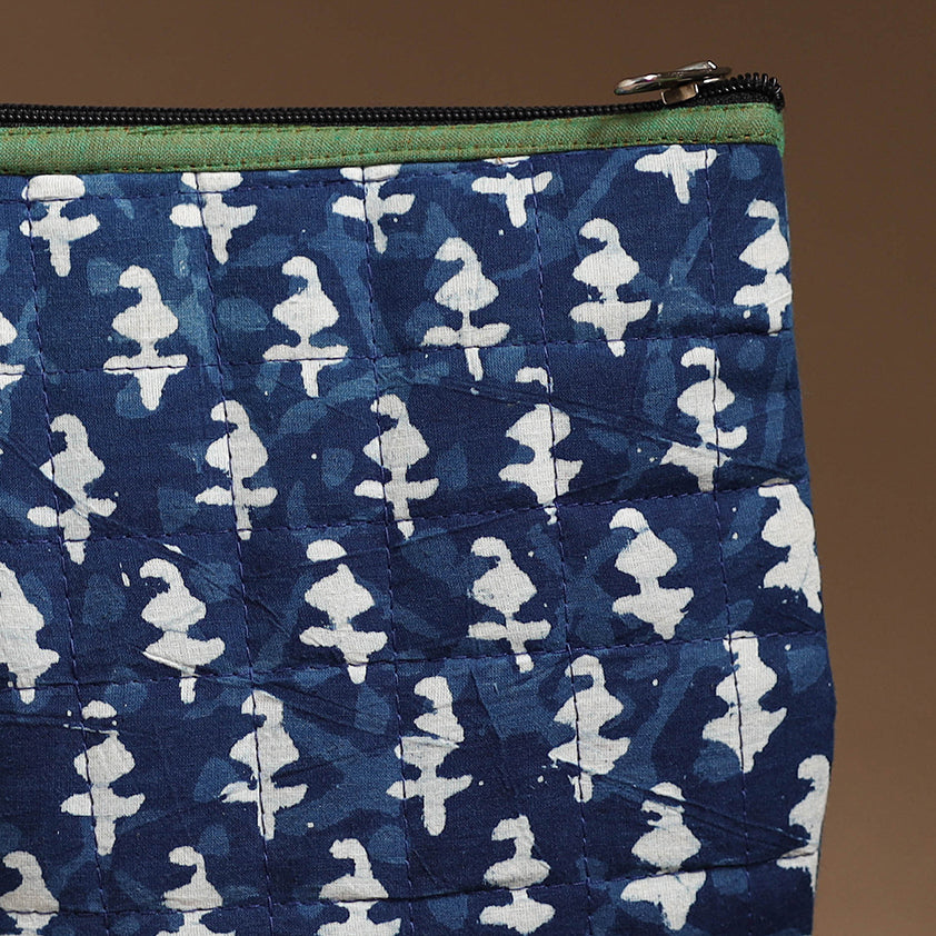 Blue - Handmade Quilted Cotton Utility Pouch 51