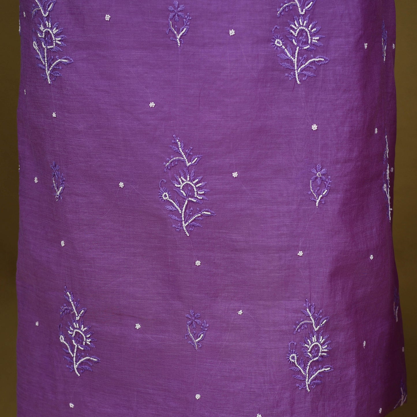 Purple - 2pc mul chanderi unstitched chikankari dress
