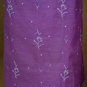 Purple - 2pc mul chanderi unstitched chikankari dress
