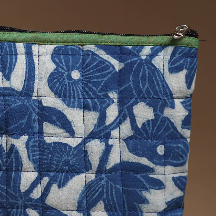 Blue - Handmade Quilted Cotton Utility Pouch 52