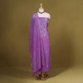 Purple - 2pc mul chanderi unstitched chikankari dress