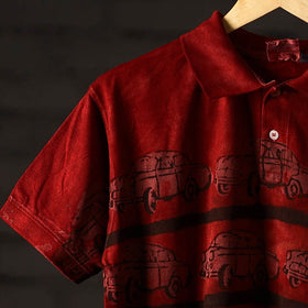 Bindaas Natural Dyed Art Block Print Unisex Polo Collar T-shirt