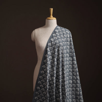 Gray - Bagru Dabu Hand Block Print Natural Dyed Cotton Fabric 27
