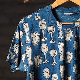 Buy Bindaas Block Art Prints Natural Dyed Cotton Round Neck T-shirt Online at iTokri.com
