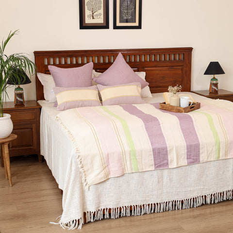 Pure Cotton Handwoven Bed/Sofa Throw with Cushion Cover Set 06
