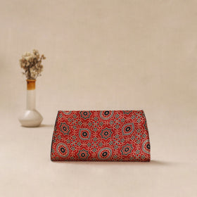 Red - Traditional Kutch Mashru Silk Leather Flap Clutch / Wallet 38