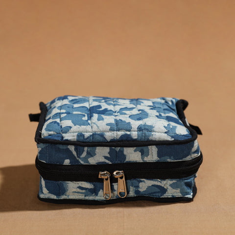 Blue Handmade 4 Pockets Cotton Jewelry Bag