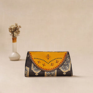 Traditional Kutch Mashru Silk Leather Flap Clutch / Wallet 39