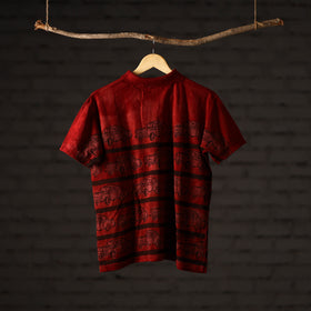 Bindaas Natural Dyed Art Block Print Unisex Polo Collar T-shirt