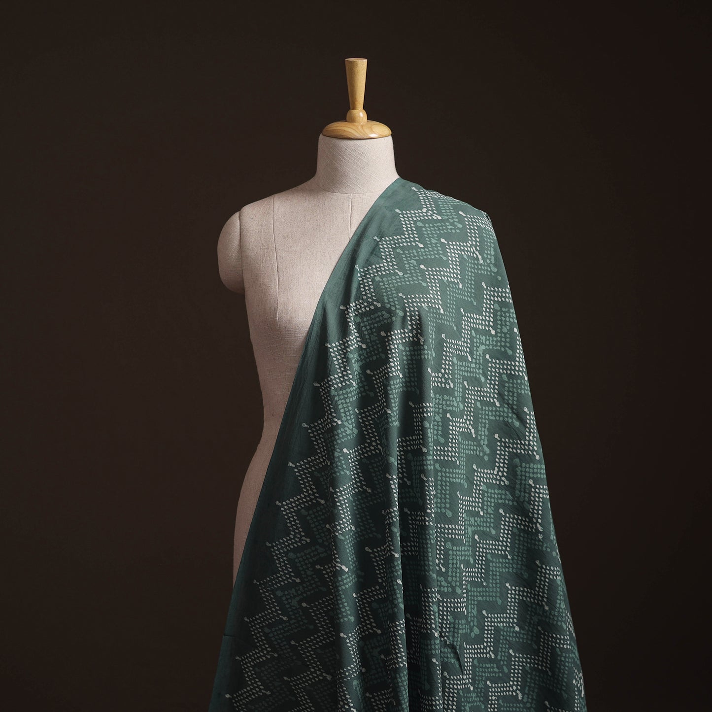 Green - Bagru Dabu Hand Block Print Natural Dyed Cotton Fabric 28