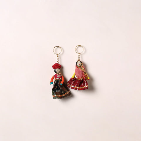 Handmade Rajasthani Puppet Keychains (Set of 2) 175