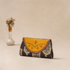 Black - Traditional Kutch Mashru Silk Leather Flap Clutch / Wallet 39