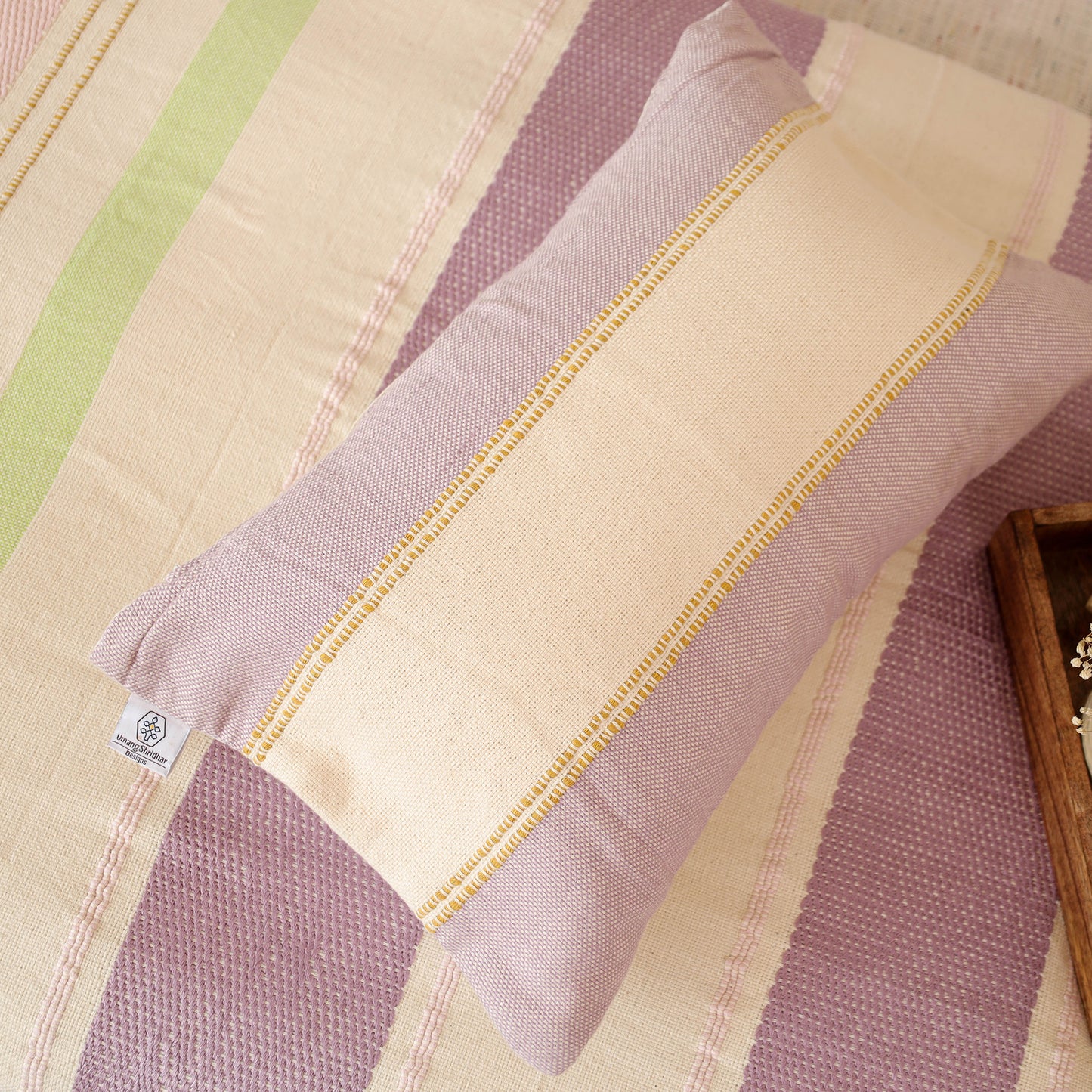 Pure Cotton Handwoven Bed/Sofa Throw with Cushion Cover Set 06