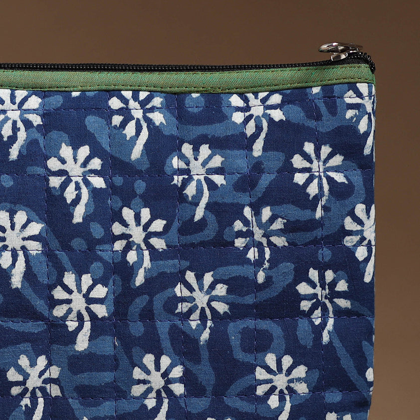 Blue - Handmade Quilted Cotton Utility Pouch 54