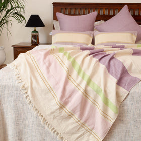 Pure Cotton Handwoven Bed/Sofa Throw with Cushion Cover Set 06