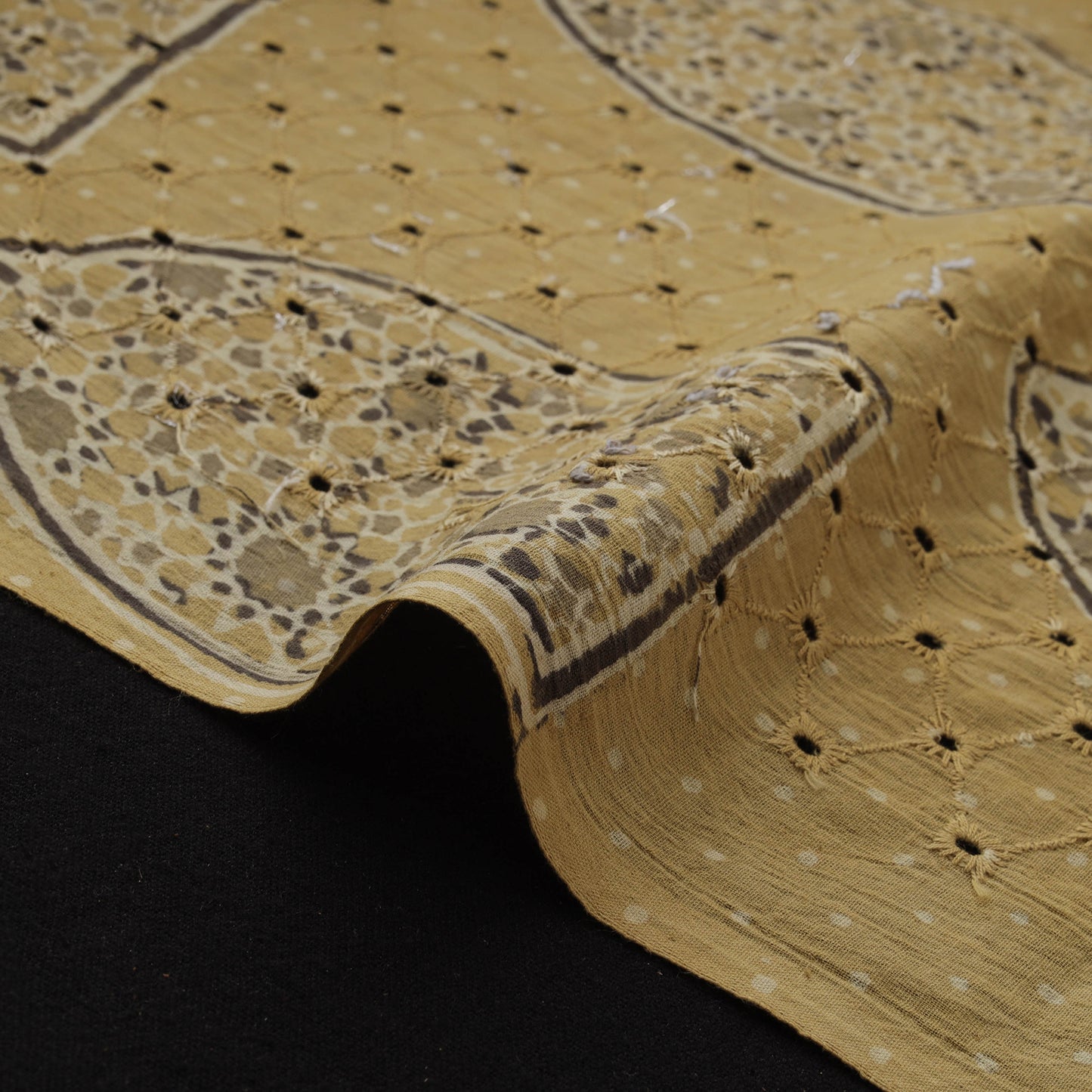 Natural Dyed Ajrakh Hand Block Print Cotton Hakoba Fabric 126