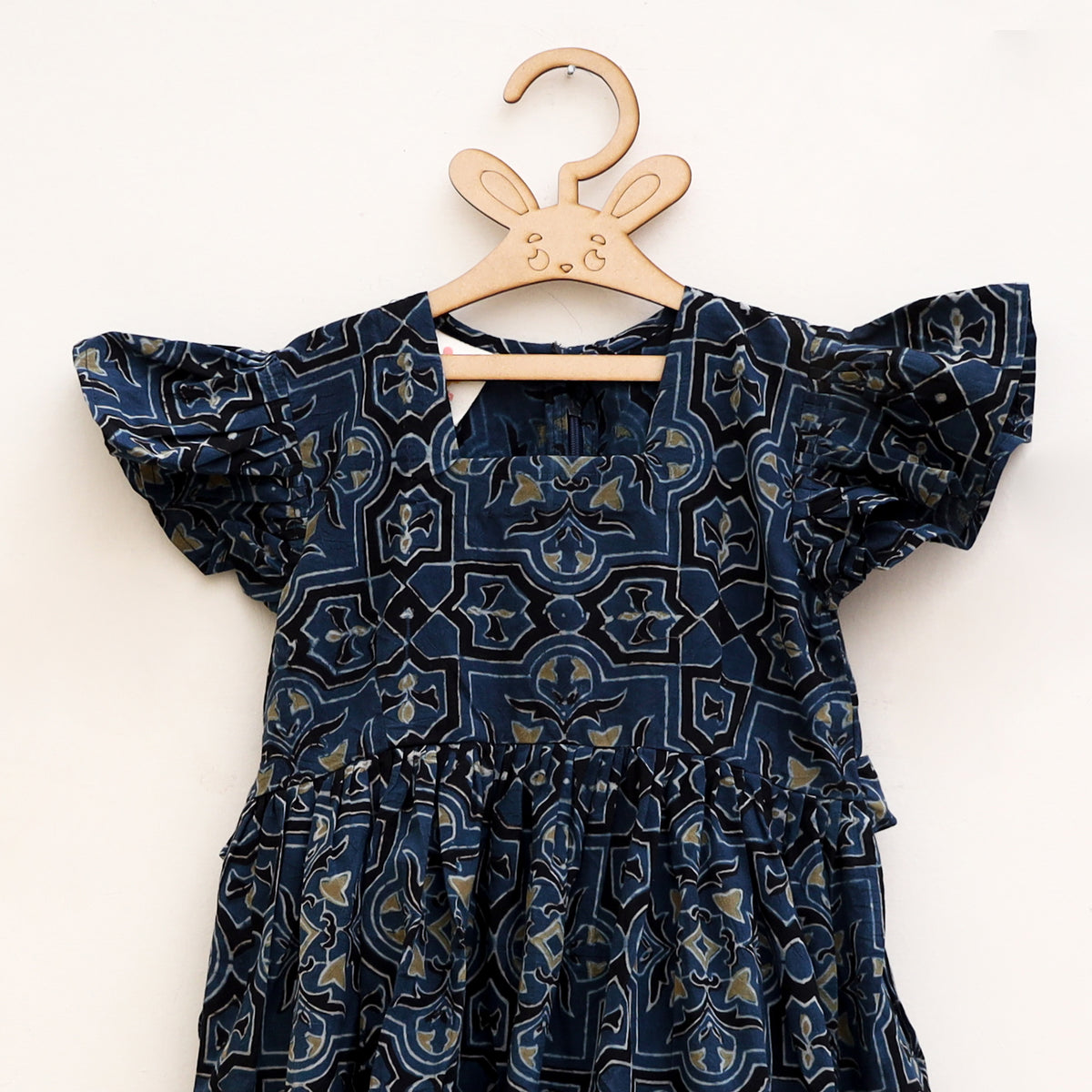 Pure Cotton Girls Tiered Frock Dress in Ajrakh Block Print (3-4 Years) 42