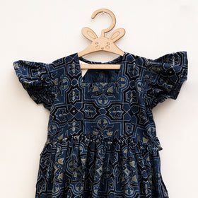 Pure Cotton Girls Tiered Frock Dress in Ajrakh Block Print (3-4 Years) 42