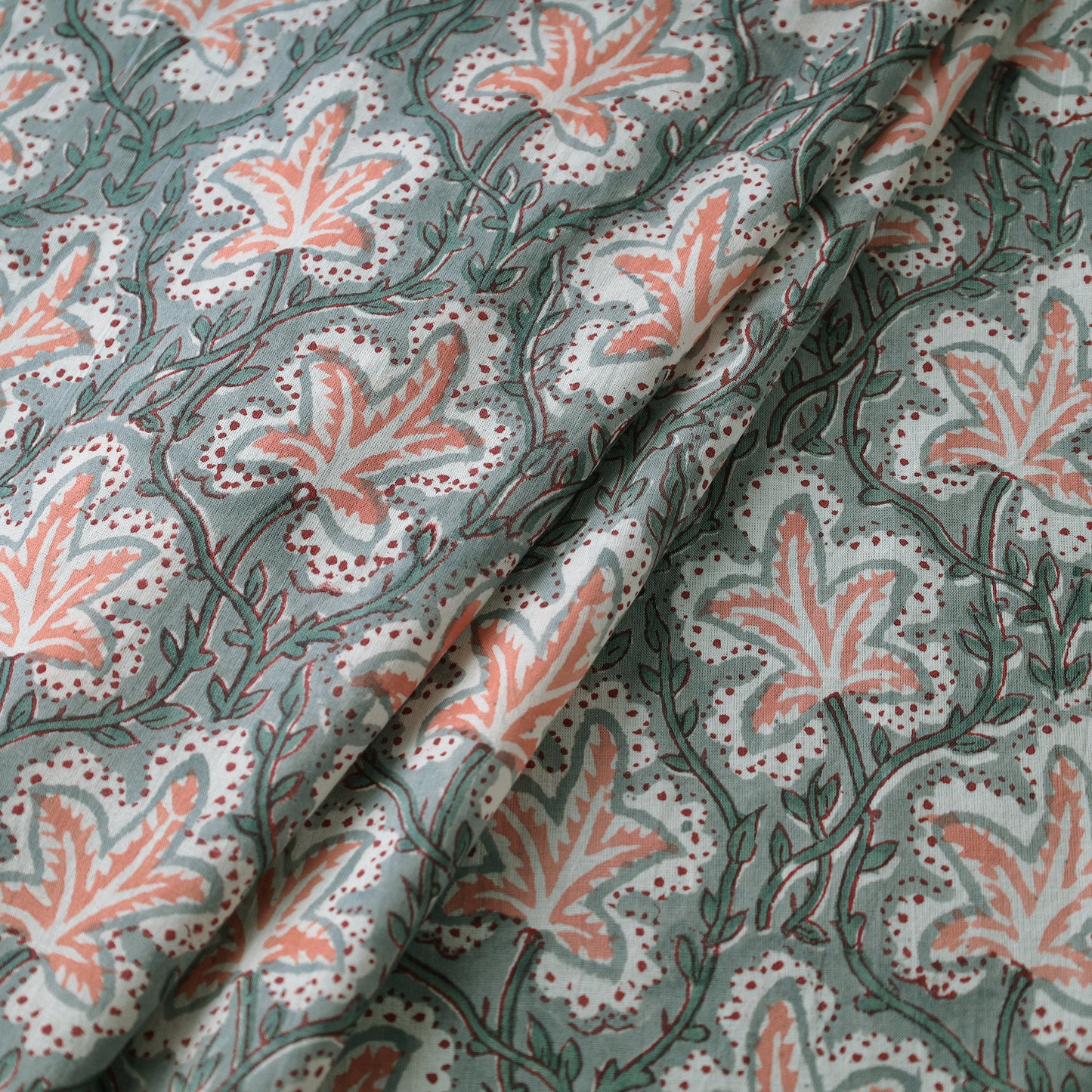 Green - Sanganeri Block Printed Cotton Fabric 22