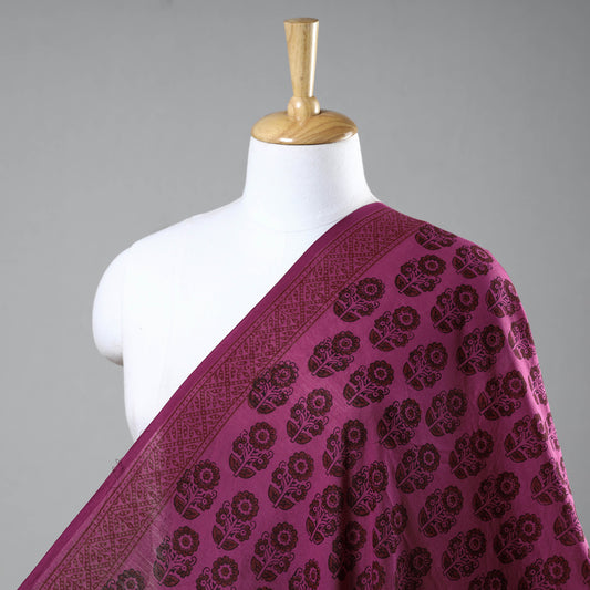 Pink - Bagh Hand Block Printed Chanderi Silk Handloom Fabric
