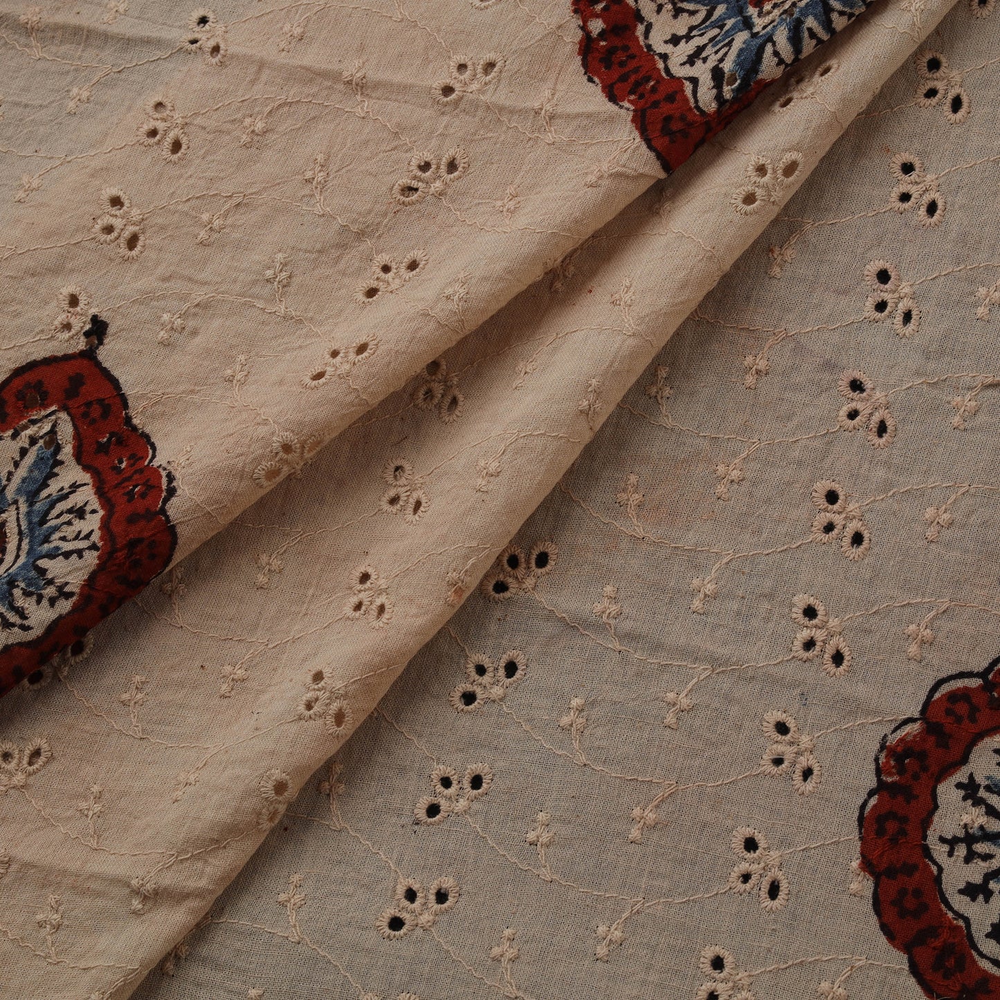 Natural Dyed Ajrakh Hand Block Print Cotton Hakoba Fabric 127