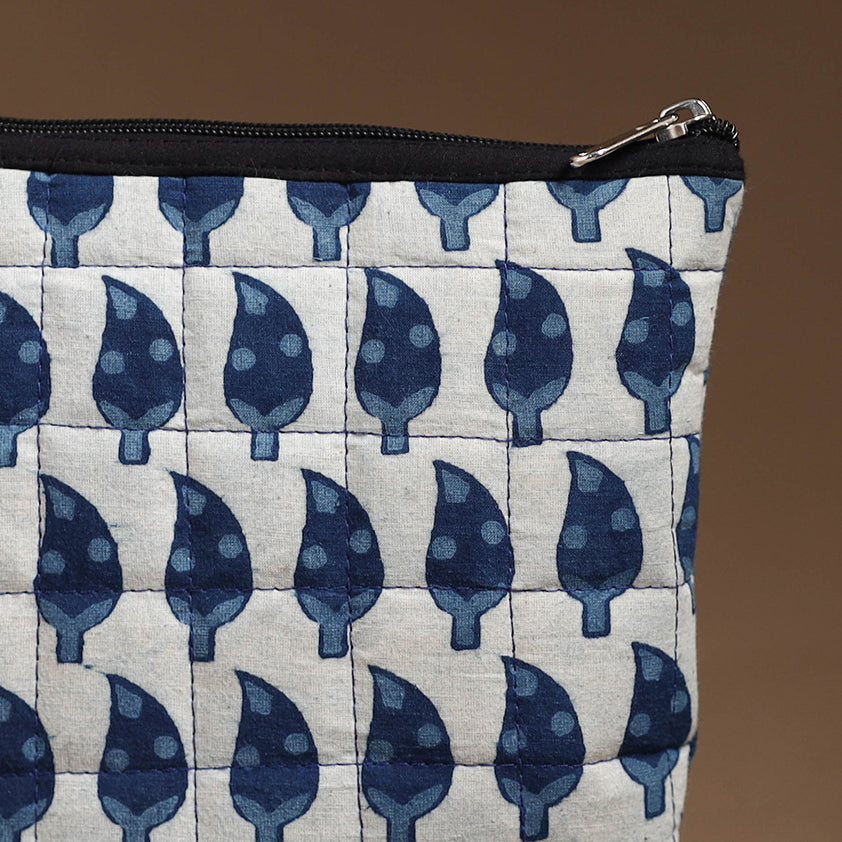 Blue - Handmade Quilted Cotton Utility Pouch 55