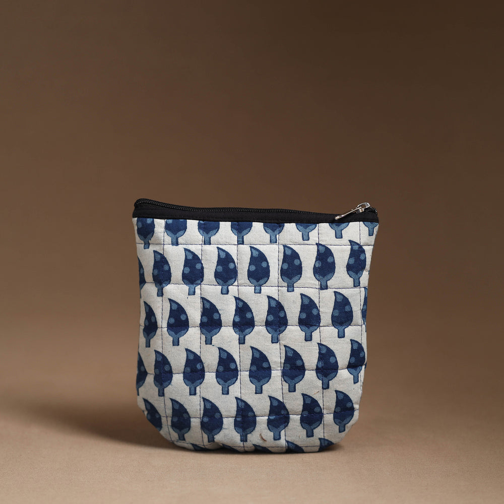 Blue - Handmade Quilted Cotton Utility Pouch 55