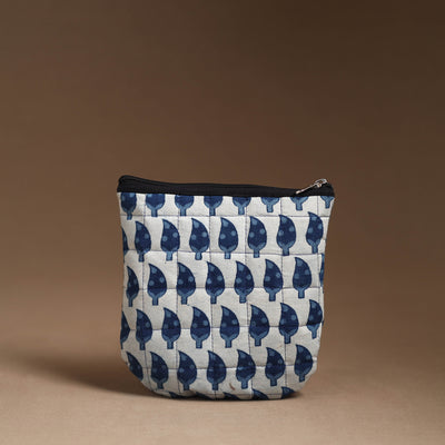 Blue - Handmade Quilted Cotton Utility Pouch 55