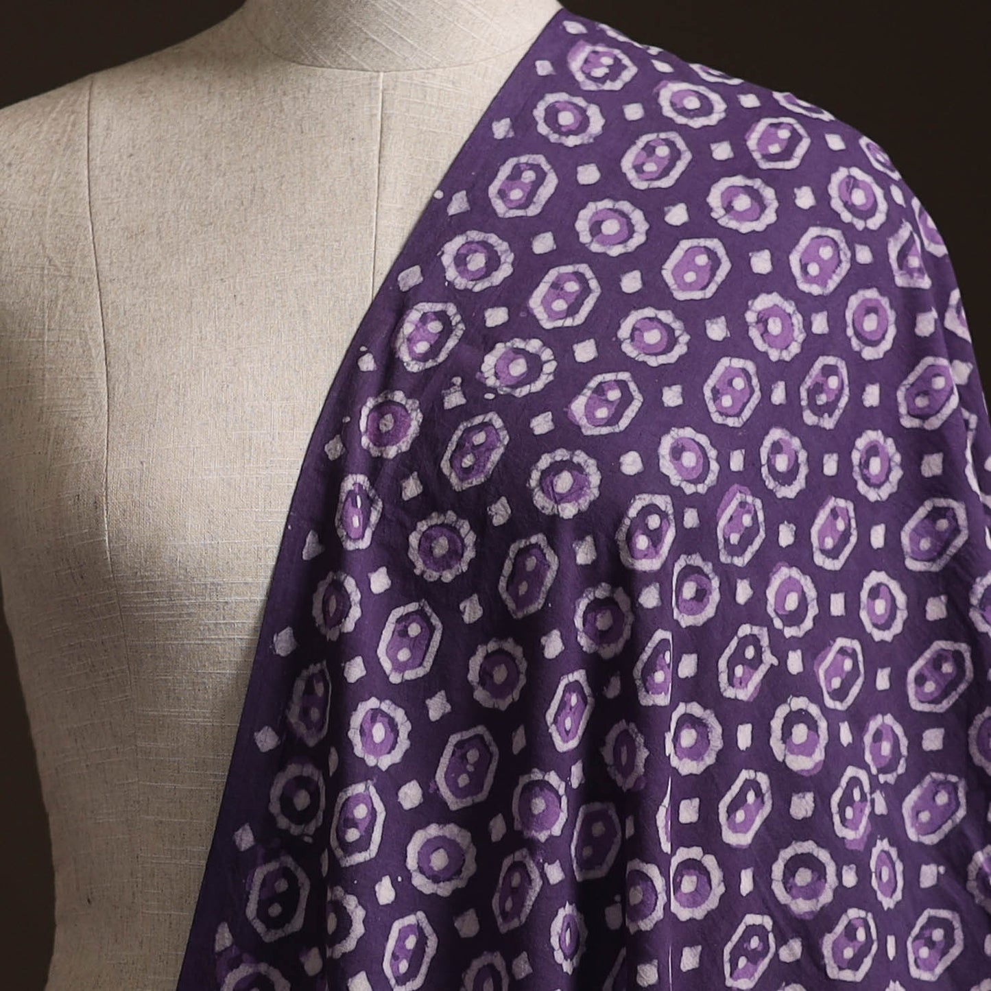 Purple - Bagru Dabu Hand Block Print Natural Dyed Cotton Fabric 29
