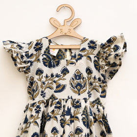Pure Cotton Girls Tiered Frock Dress in Ajrakh Block Print (3-4 Years) 43