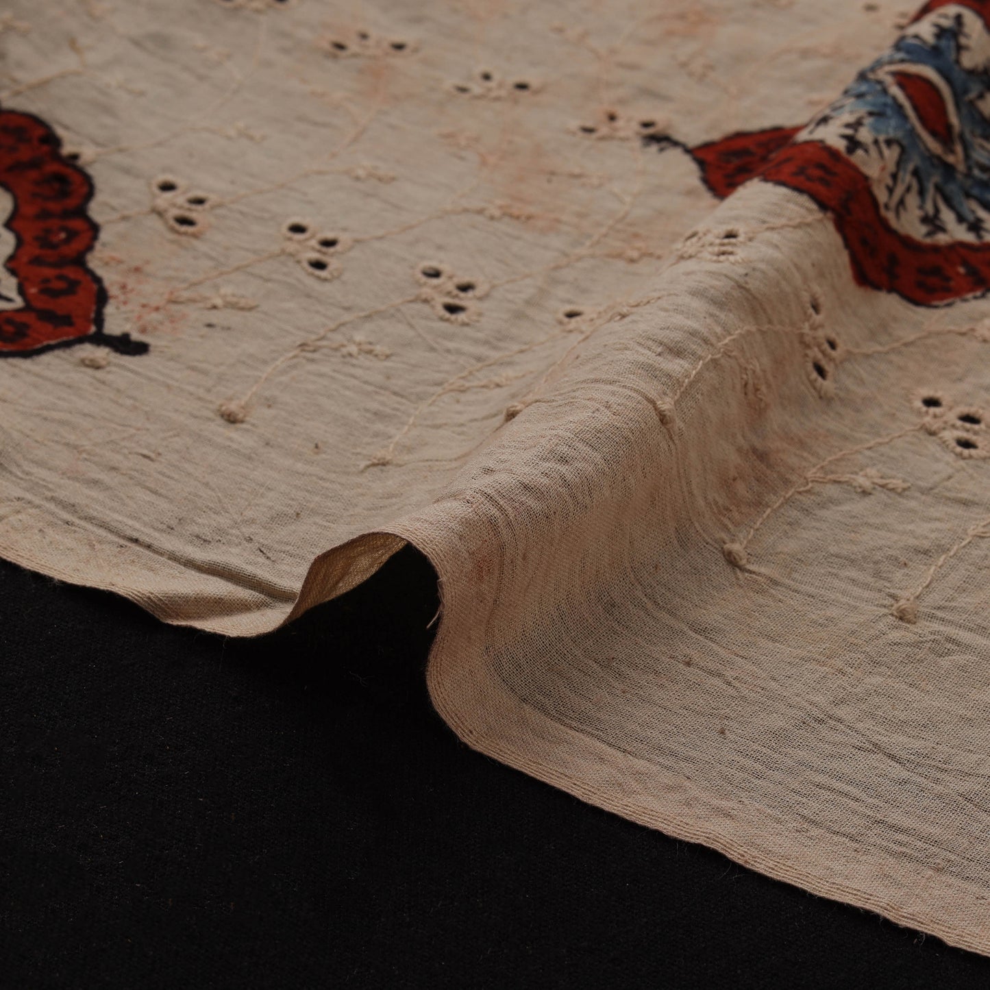 Natural Dyed Ajrakh Hand Block Print Cotton Hakoba Fabric 127