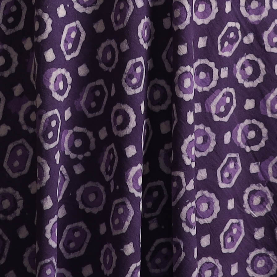 Purple - Bagru Dabu Hand Block Print Natural Dyed Cotton Fabric 29
