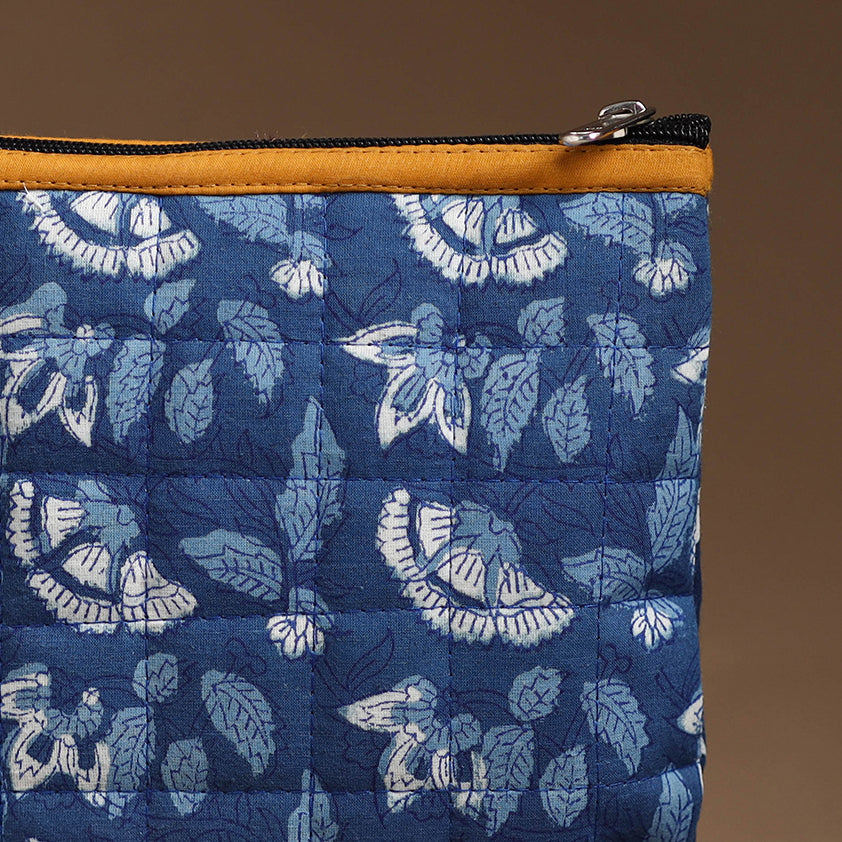 Blue - Handmade Quilted Cotton Utility Pouch 56