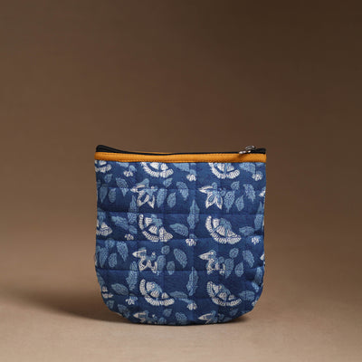 Blue - Handmade Quilted Cotton Utility Pouch 56