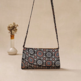 Traditional Kutch Mashru Silk Leather Flap Sling Bag 31