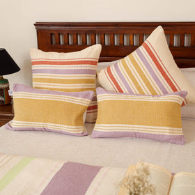 Pure Cotton Handwoven Bed/Sofa Throw with Cushion Cover Set 07