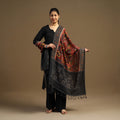 Pen Work Cotton Ikat Border Handpainted Kalamkari Dupatta