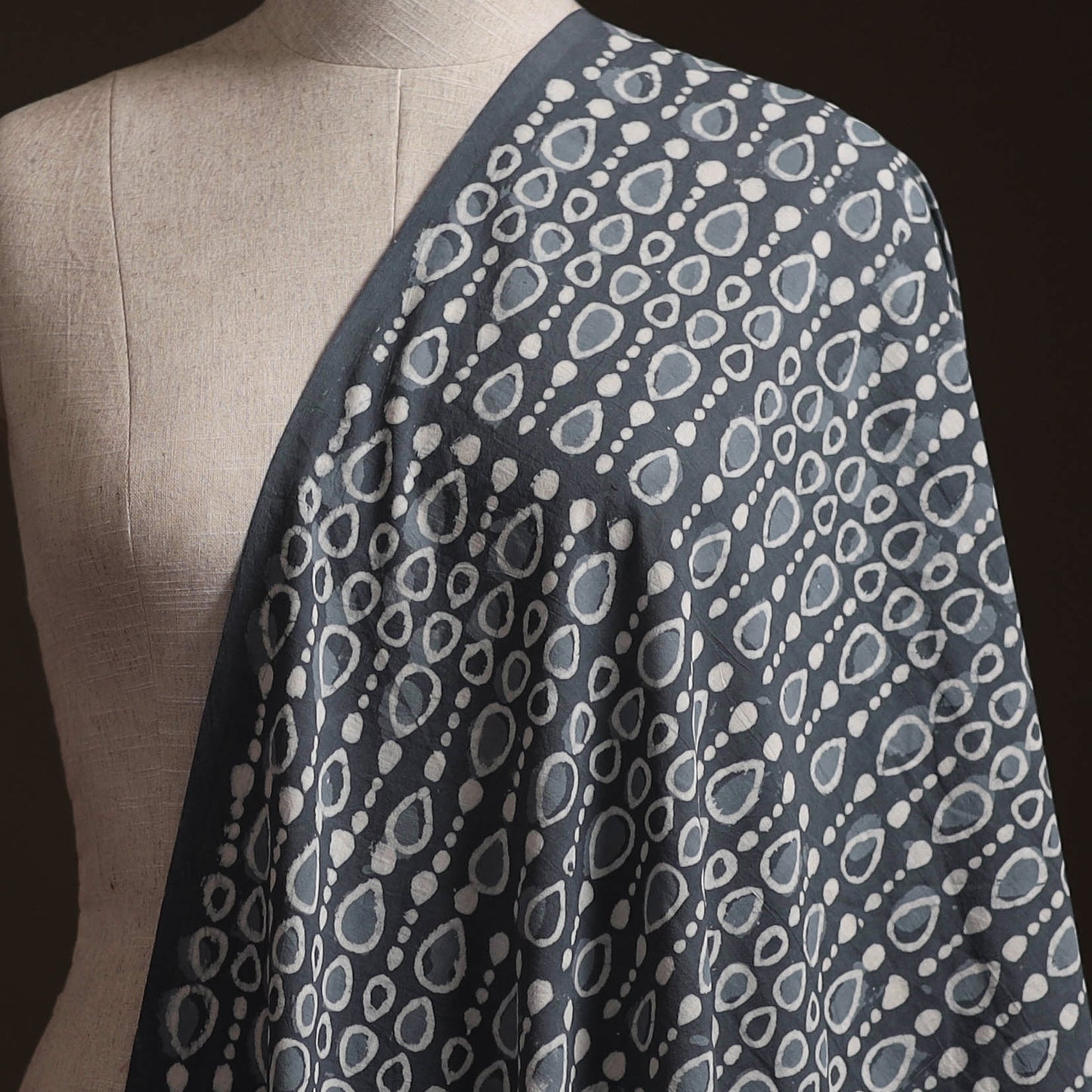 Gray - Bagru Dabu Hand Block Print Natural Dyed Cotton Fabric 30