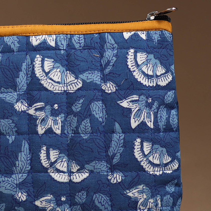 Blue - Handmade Quilted Cotton Utility Pouch 57