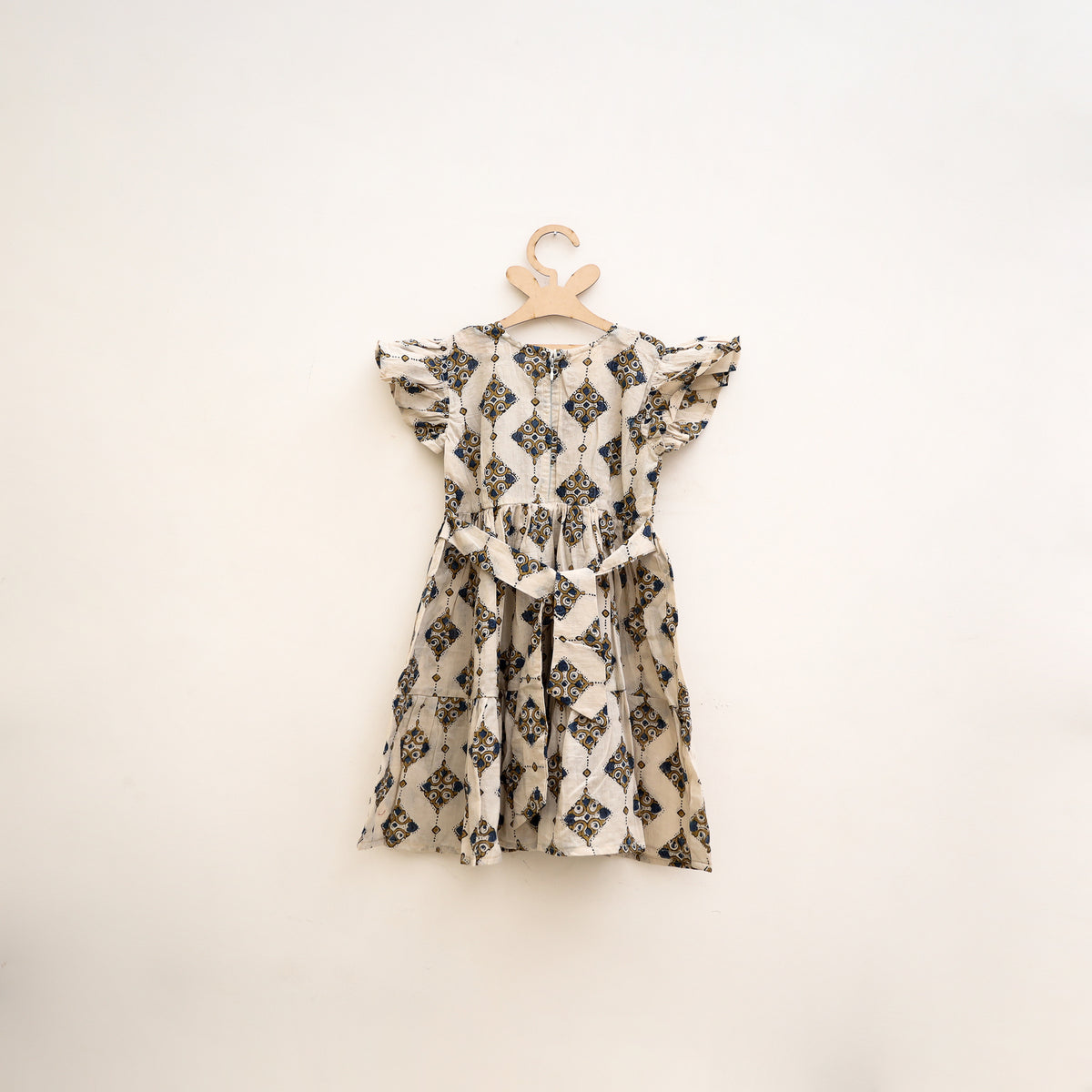 Pure Cotton Girls Tiered Frock Dress in Ajrakh Block Print (3-4 Years) 45