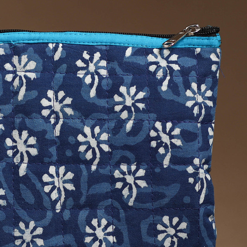 Blue - Handmade Quilted Cotton Utility Pouch 58