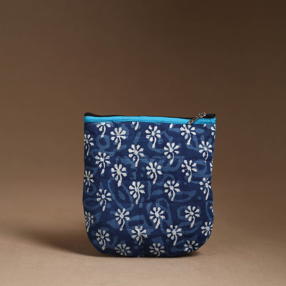 Blue - Handmade Quilted Cotton Utility Pouch 58