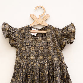 Pure Cotton Girls Tiered Frock Dress in Ajrakh Block Print (3-4 Years) 46