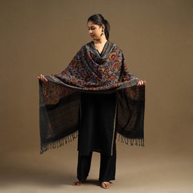Pen Work Cotton Ikat Border Handpainted Kalamkari Dupatta