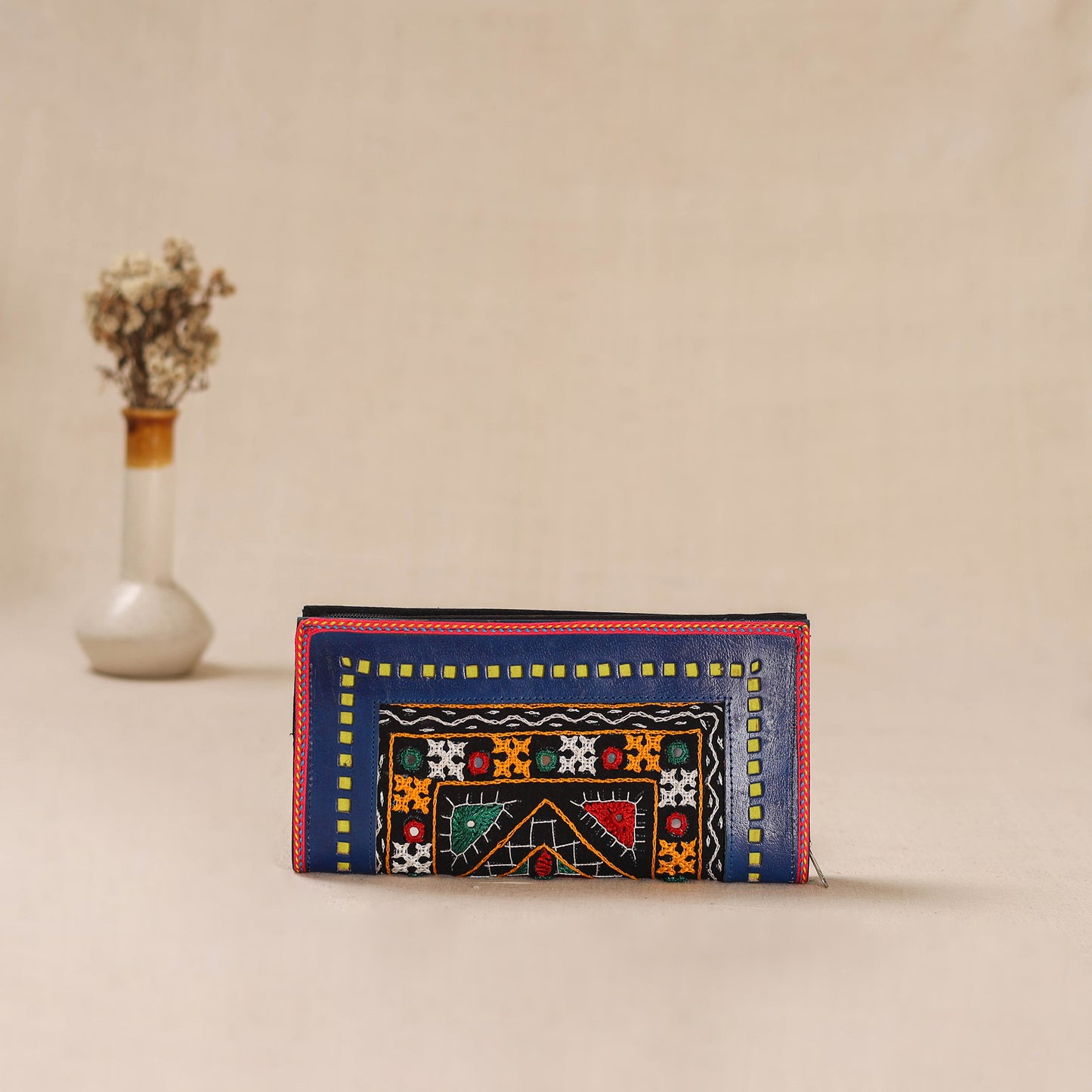 Traditional Kutch Hand Embroidery Leather Clutch / Wallet 46