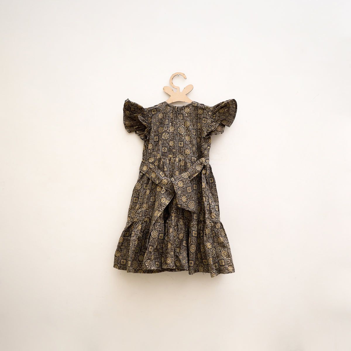 Pure Cotton Girls Tiered Frock Dress in Ajrakh Block Print (3-4 Years) 46