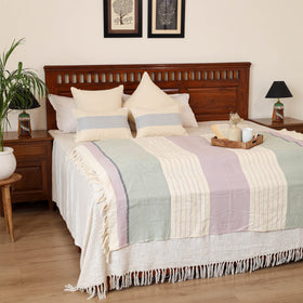 Pure Cotton Handwoven Bed/Sofa Throw with Cushion Cover Set 09